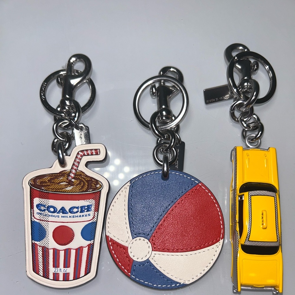 COACH Kids' Charm Keychain Trio in Red, Blue, White & Yellow - Picture 7 of 8